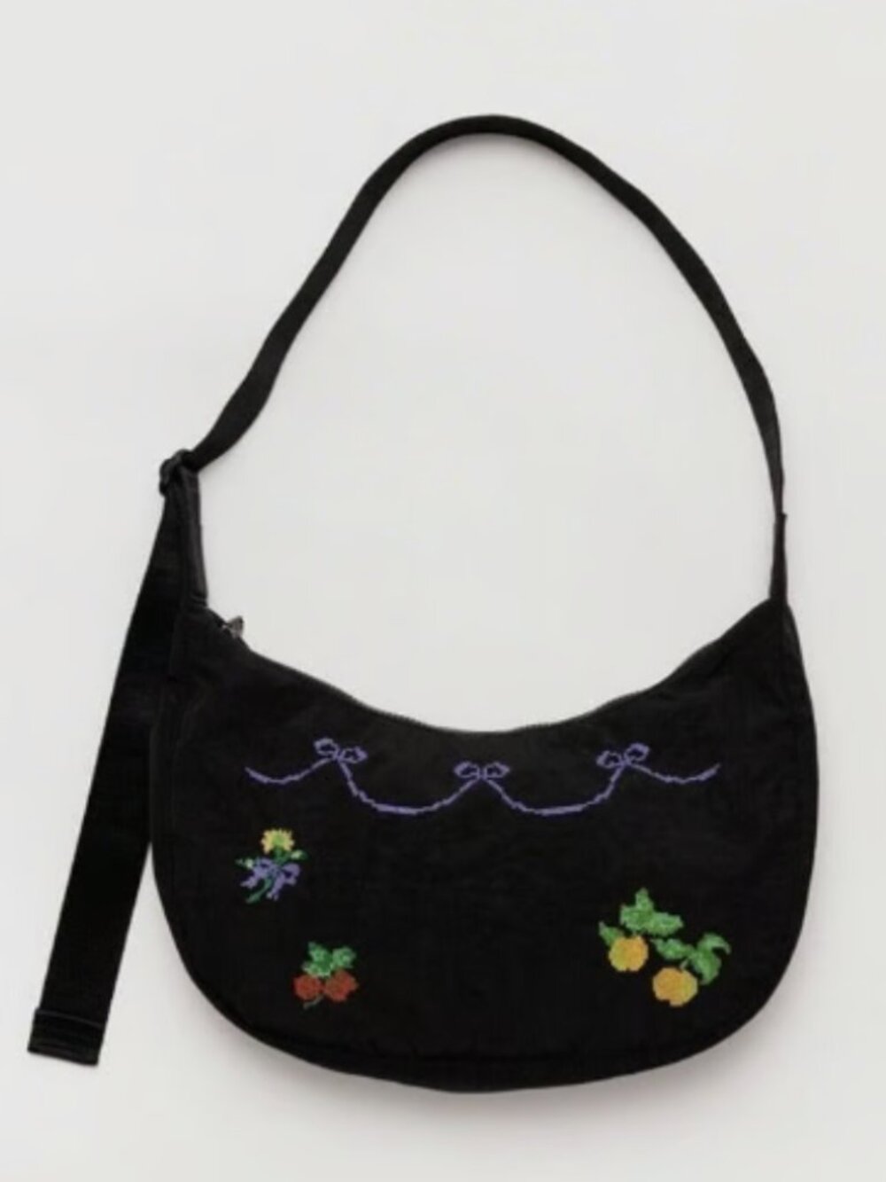 NWT BAGGU Medium Nylon Crescent Bag - Cross Stitch